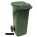 Tomberon din plastic cu roți din cauciuc, greu, Germania, 120 L, negru