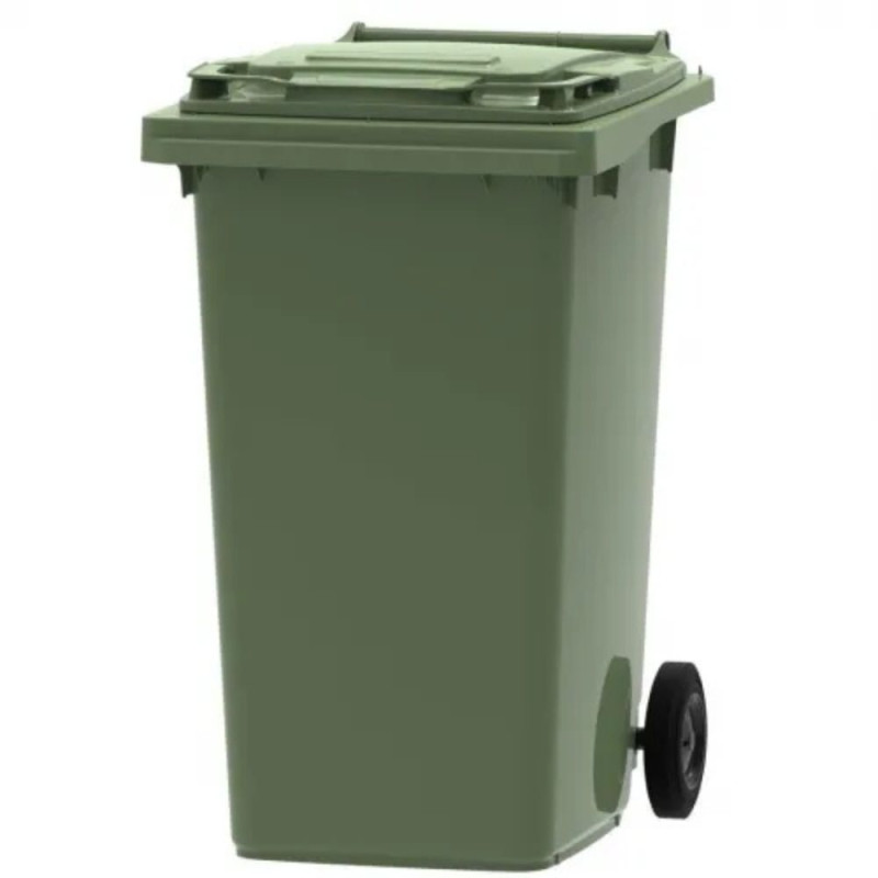 Tomberon 240 L, din plastic cu roți din cauciuc, standart, Germania, negru, verde