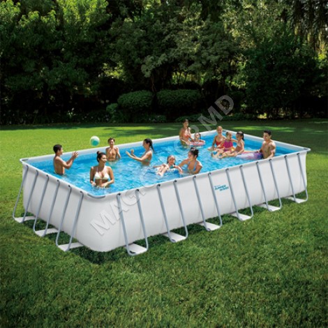 Овальный бассейн с металлическим каркасом и фильтрующим насосом в комплекте 732x366x132