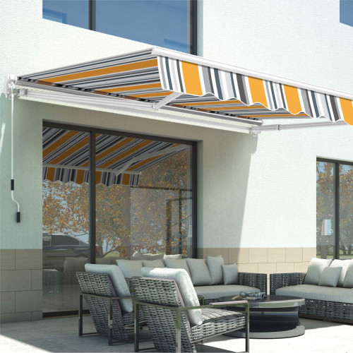 Copertina retractabila galben - albastru - gri 295x250cm