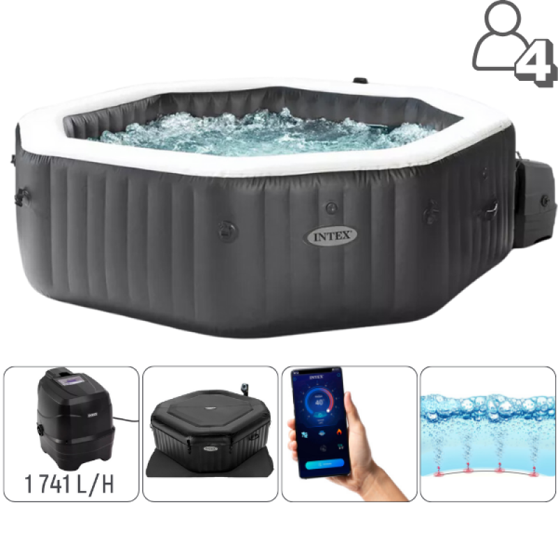 Jacuzzi gonflabil „Jet & Bubble Deluxe” 201×71cm, 795L, 4 locuri
