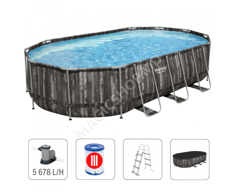 Bestway Бассейн Power Steel Oval 610х366х122 см, 20241Л, метал каркас