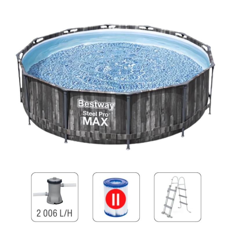 Piscină Bestway STEEL PRO MAX 366x100 cm, 9150 L, metalică. cadru