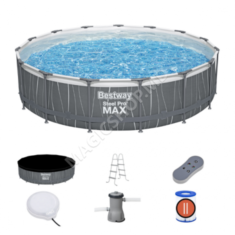 Piscină Bestway STEEL PRO MAX 457х107 cm, 14970L, cadru metalic, LED