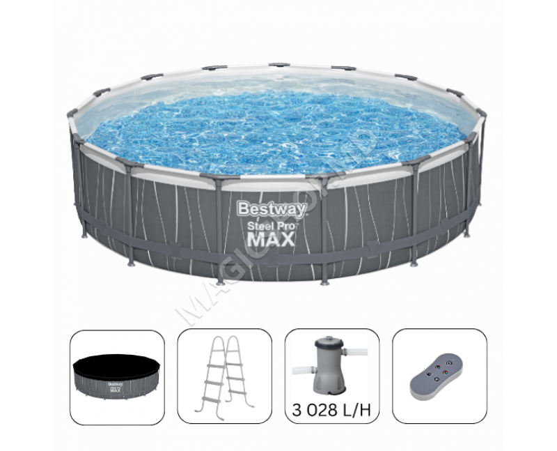 Piscină Bestway STEEL PRO MAX 457х107 cm, 14970L, cadru metalic, LED