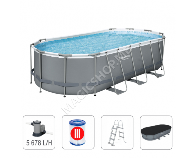 Piscină Bestway STEEL PRO MAX Oval 549x274x122 cm, 13430L, cadru metalic