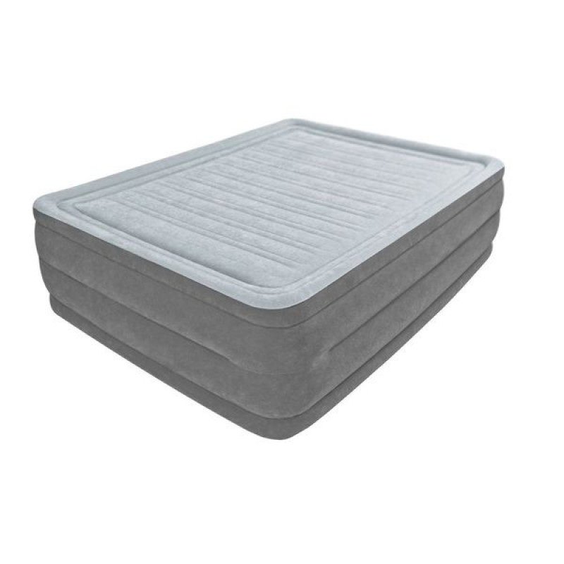 Pat gonflabil “Velur Comfort-Plush” 152x203x56 cm cu pompă încorporată 220V