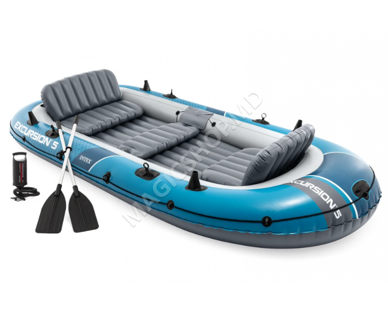 Barcă gonflabilă „Excursion 5” cu vâsle și pompă, 366x168x43 cm, până la 600 kg
