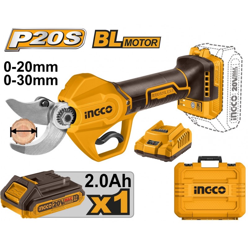 Foarfece cu acumulator Li-Ion 20V/1*2Ah 20-30mm INGCO CSSLI203083