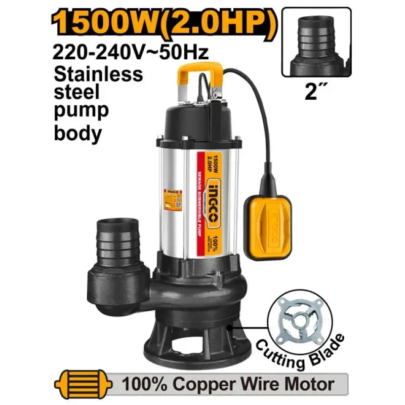 Pompă submersibilă pentru apă murdară 1500W INGCO SPDB150068