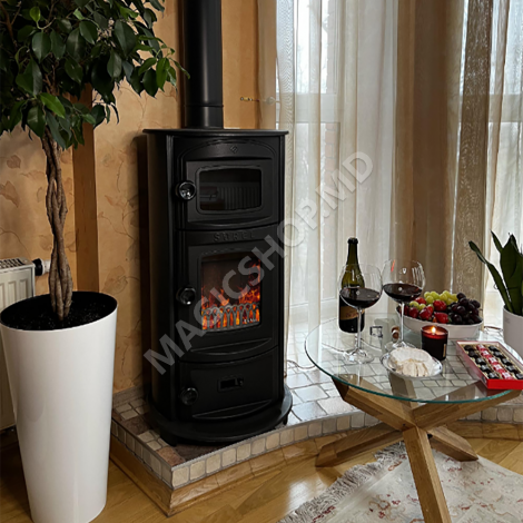 Печь-камин Duval EK-5109BL с духовкой для обогрева помещений 