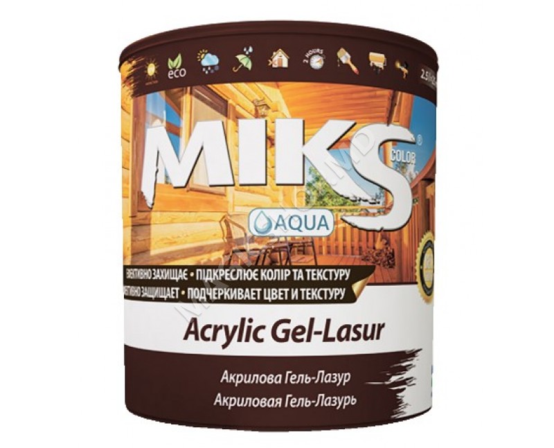 Гель для пропитки древесины Miks Color Gel Lazur дуб, 2,5 л - разные цвета