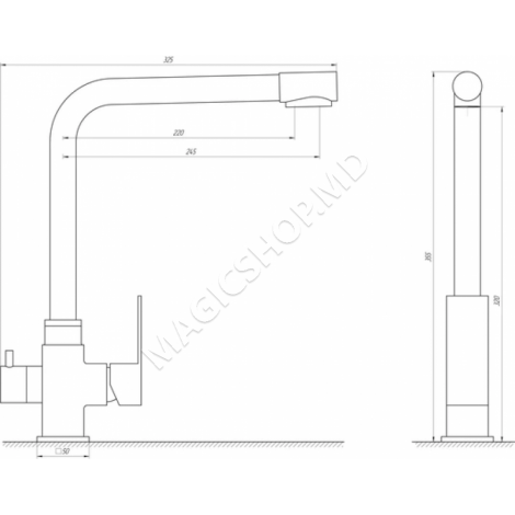 Baterie pentru chiuvetă Mixxus KUB-021 Inox