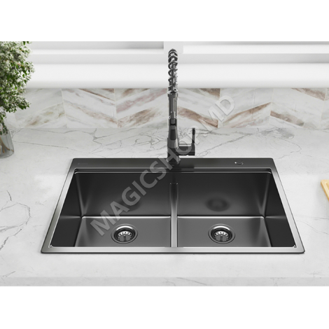 Мойка из нержавеющей стали BOHM HM 78x49D 21,5 cm Nano-Black