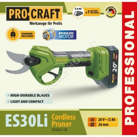 Foarfece de grădinărit pe acumulator Procraft ES30Li (cu 1 baterie)