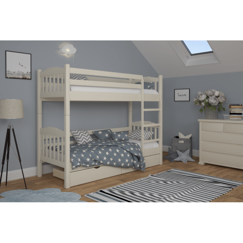 Pat din lemn natural Mebigr 80 x 200 (2x nivel) 