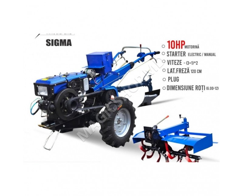Мотокультиватор дизельный Sigma 10ЛС 101E (Електрический стартер) + фрезы