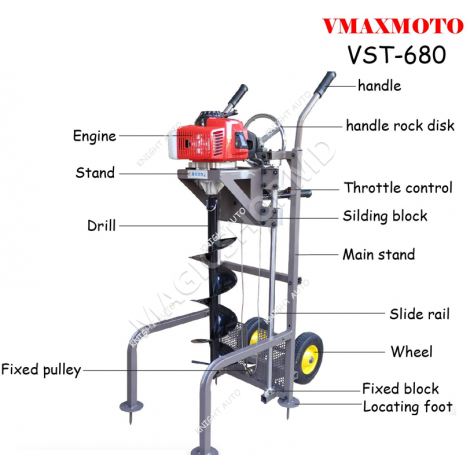 Motobur (foreză de pământ) Sigma cu suport CQ001-4-48F