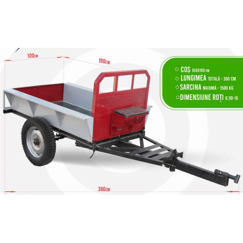 Remorca pentru Minitractor 1500kg