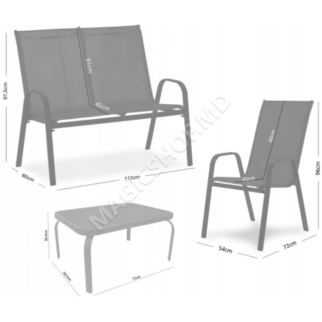 Садовый комплект 3 стула и стол NEO9924