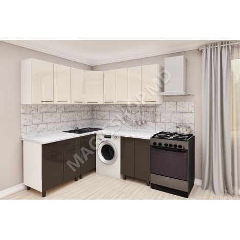 Bucătărie modulară de colț 1.8×1.8m cu fațadă MDF (High Gloss)