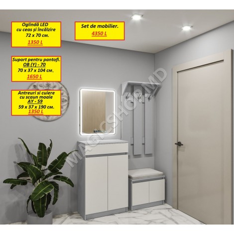 Antreu AY-59 cu scaun moale + oglinda + pantofar