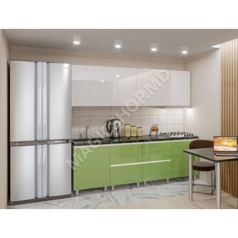 Bucătărie modulară „Gola-2” 2.4m cu fațadă MDF luciu (High Gloss)