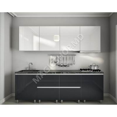 Bucătărie modulară „Gola-2” 2.4m cu fațadă MDF luciu (High Gloss)