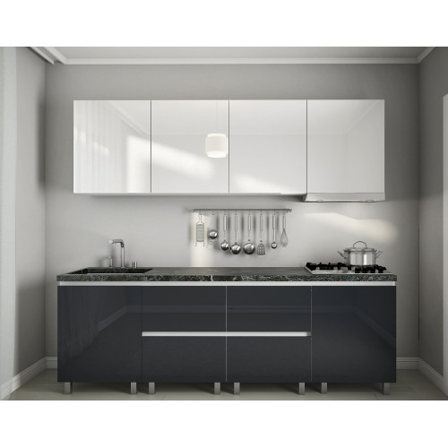 Bucătărie modulară „Gola-3” 2.4m cu fațadă MDF luciu (High Gloss)