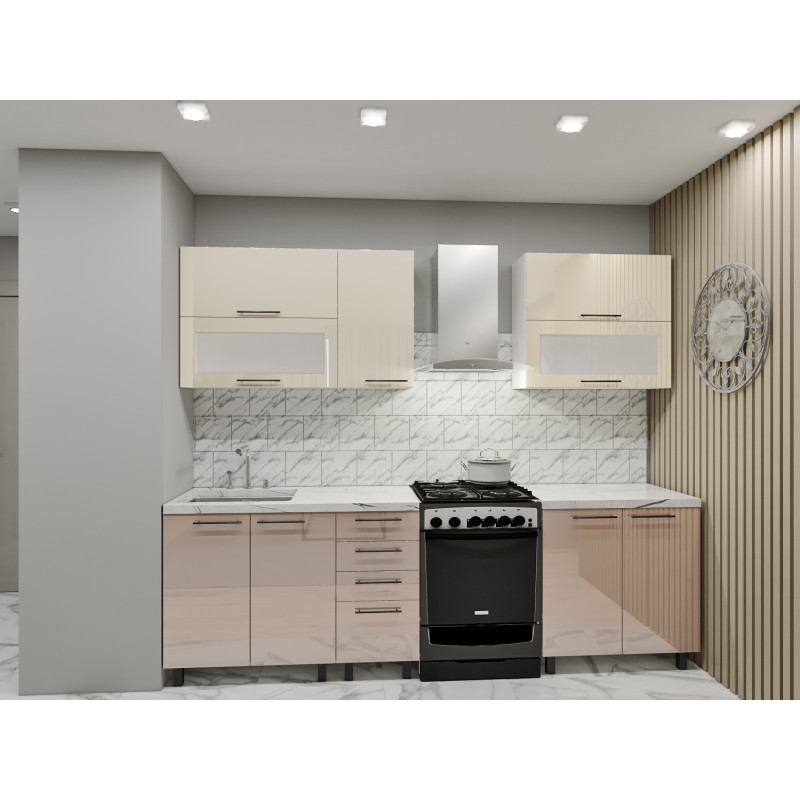 Bucatarie modulara Elena 2.0m Orizontal cu fațadă MDF