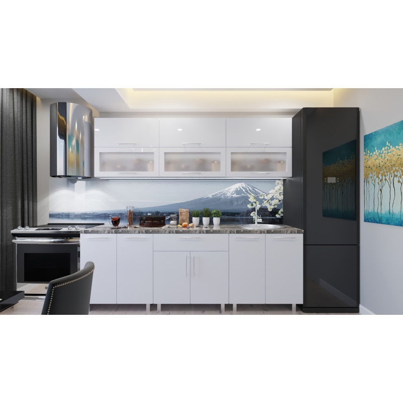Bucatarie modulara „Modern” Sticlă 1.8m cu fațadă MDF