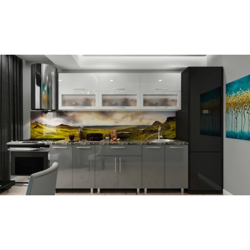 Bucatarie modulara „Modern” Sticlă 2.0m cu fațadă MDF