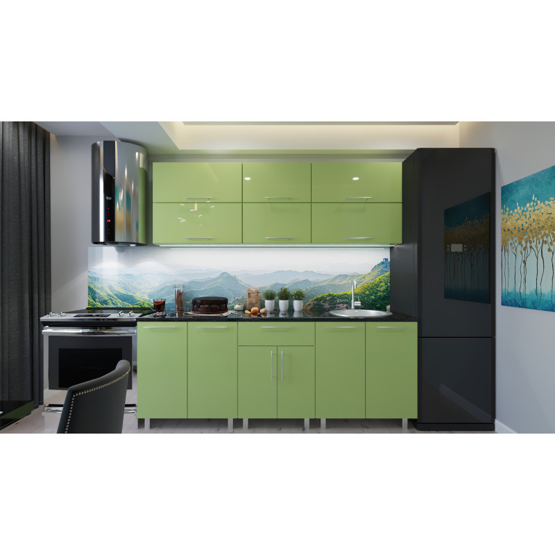 Bucatarie modulara Modern 2.2 m (fără sticlă) cu fațadă MDF