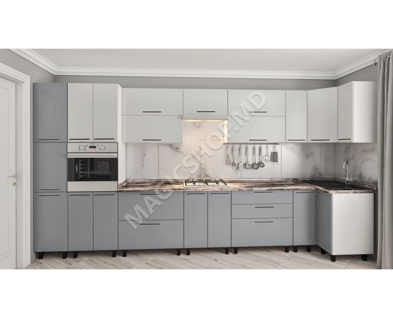 Угловая кухня ECO „Y” 4,1х0,9м матовая