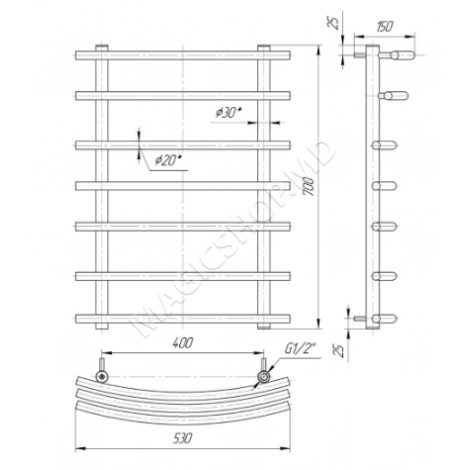 Radiator baie MARIO 700x530/400