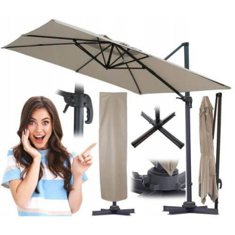Umbrelă de grădină Roma 420 cm rotație 360, maro