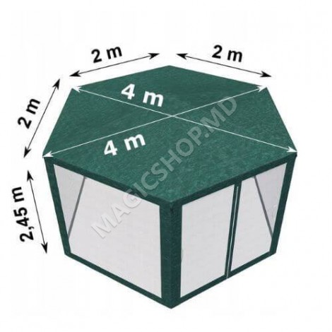 Cort pavilion cu 6 colțuri, plasa anti insecte, PA5 4x4m