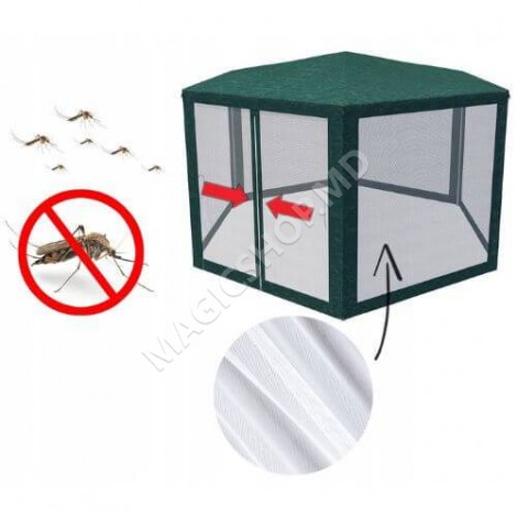 Cort pavilion cu 6 colțuri, plasa anti insecte, PA5 4x4m