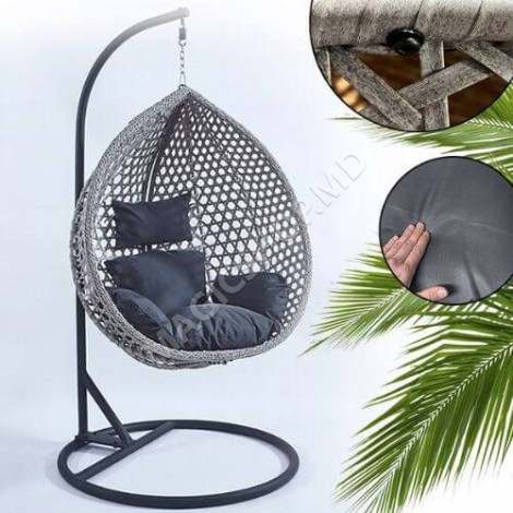 Balansoar / Fotoliu suspendat tip cocon QN-08 gri