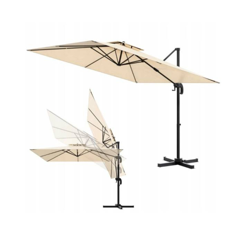 Umbrelă de grădină Roma 420 cm, rotație 360 bej, gri