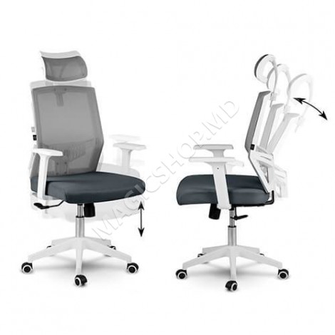 Сетчатое офисное кресло Rotar серо-белое 240100