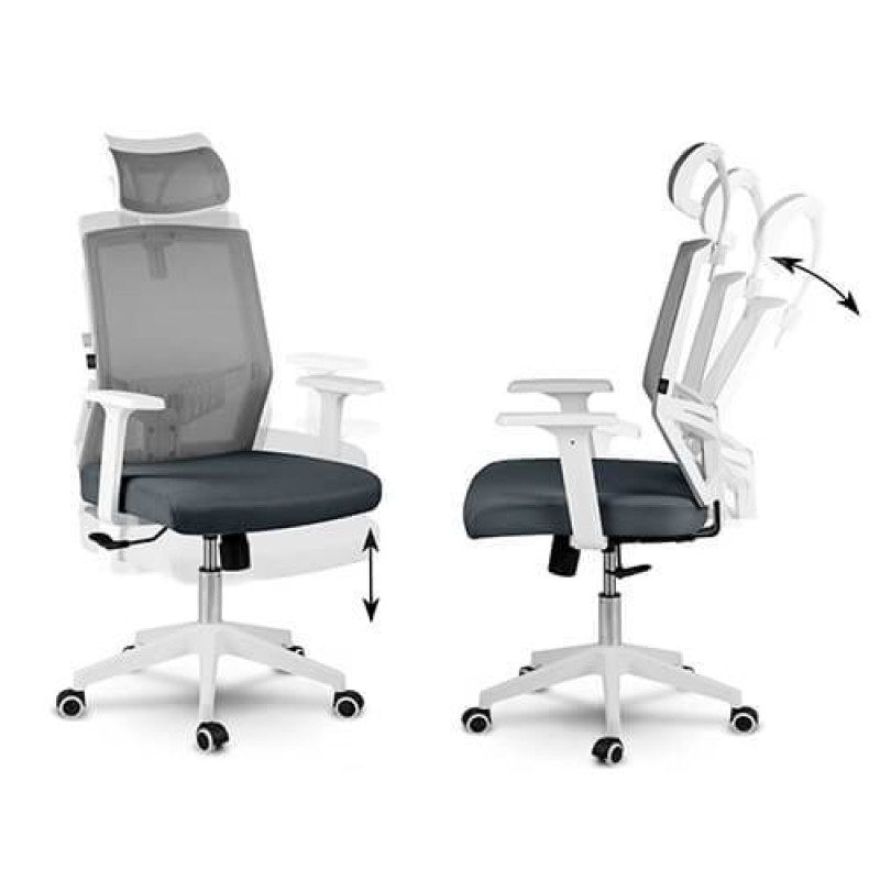 Scaun pentru birou plasă Rotar gri/alb 240100