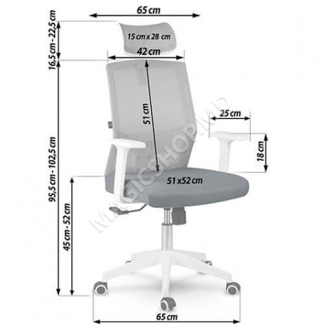 Сетчатое офисное кресло Rotar серо-белое 240100