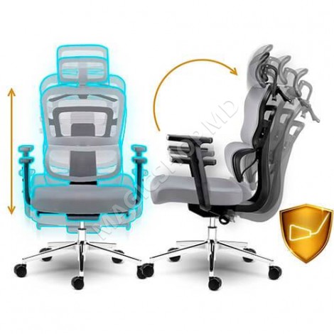 Офисное кресло Nicea с сетчатой ​​спинкой, серое, 240310