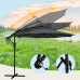 Umbrelă de grădină 300 cm, cu iluminare led, bej, gri