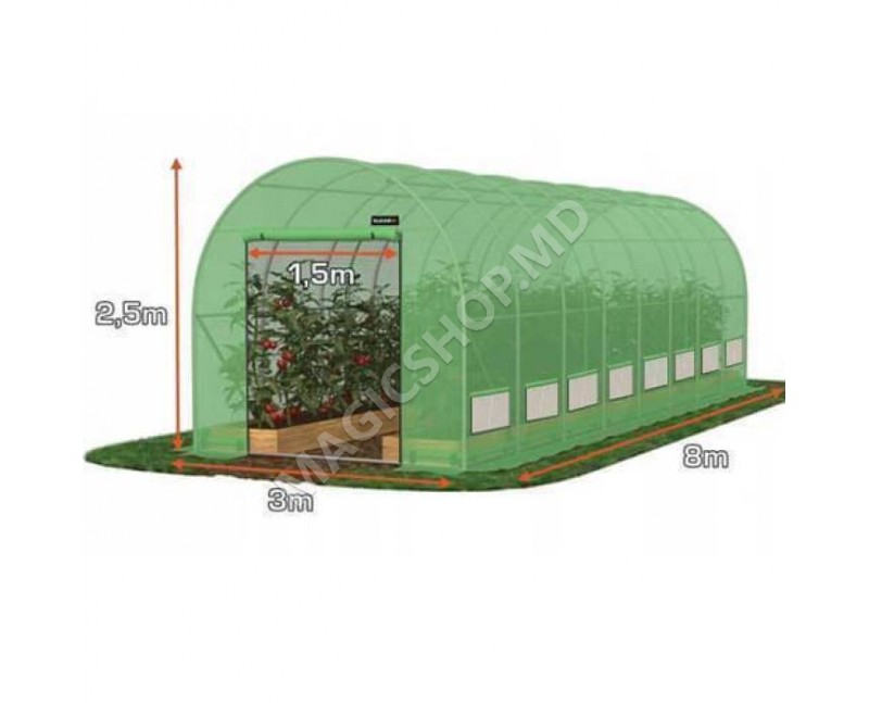 Теплица Tehno Ms 8x3x2.5m / Ø26mm / 2 uși