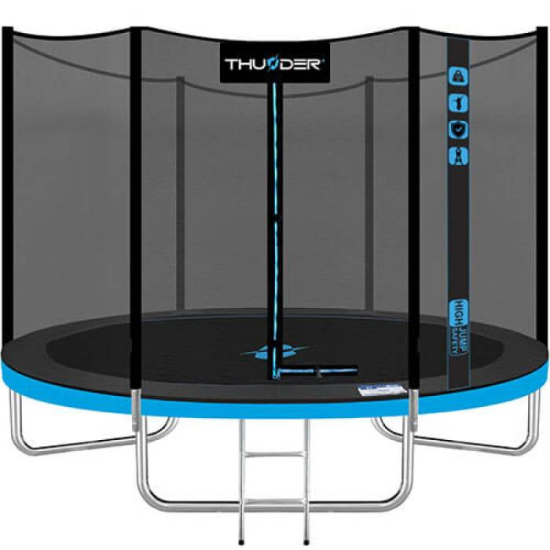 Trambulina Pro 255 cm, plasa externa, roz, albastru