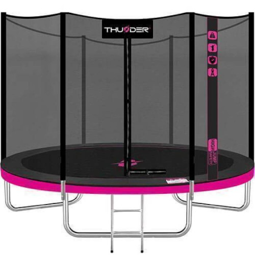 Trambulina Pro 312 cm, plasa externa, roz, albastru