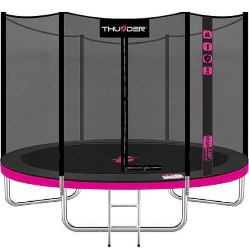 Trambulina Pro 312 cm, plasa externa, roz, albastru