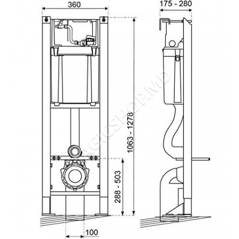Инсталляция для подвесного унитаза Wirquin Chrono + кнопка Essentiel White